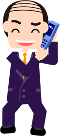 苦笑いをしながら電話をするイラスト（上司、悪徳業者）