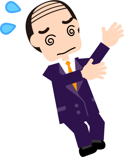 まずい！どうしよう。困っているイラスト（上司、悪徳業者）