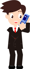 はい、もしもし。電話中のサラリーマンのイラスト