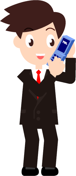 はい、もしもし。電話中のサラリーマンのイラスト