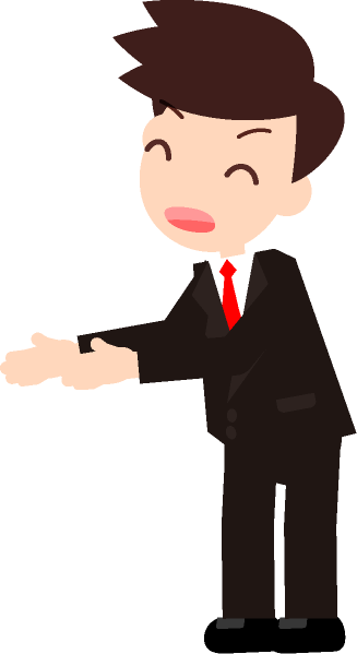 よろしくお願いします、両手で握手を求めるサラリーマンのイラスト