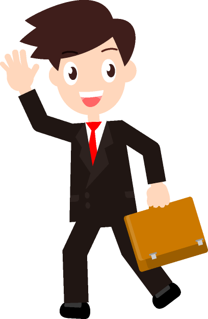 営業に行ってきます、というイメージのサラリーマンのイラスト