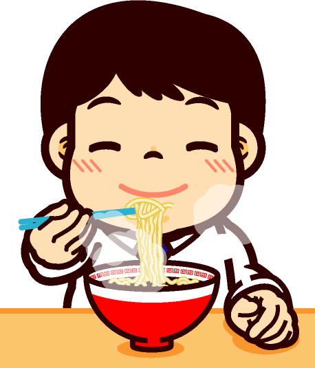 ラーメンを食べるイラスト/男性