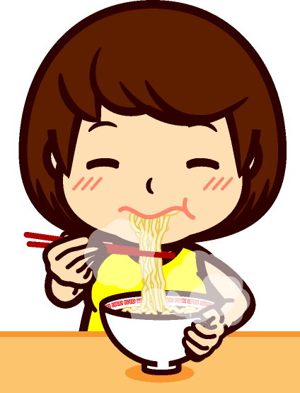 ラーメンを食べるイラスト/女性