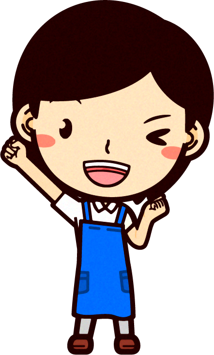 女性ショップ店員イラスト/ガッツポーズ