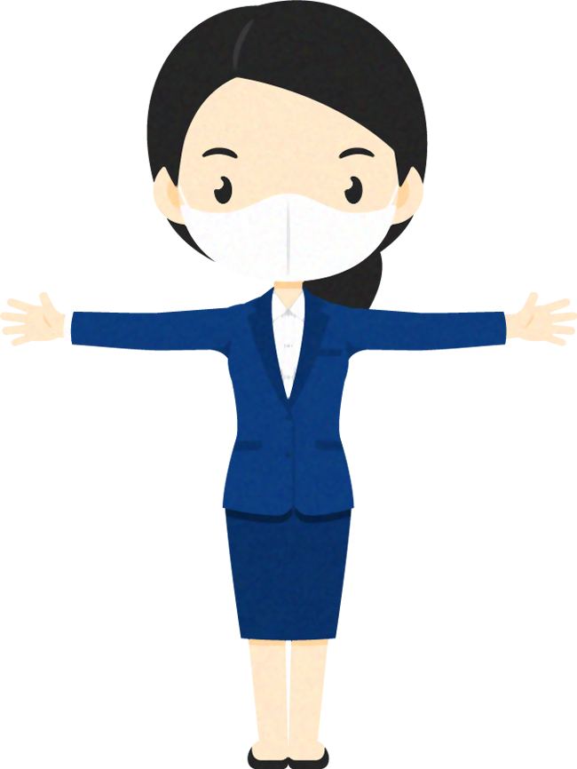 手を広げたマスクの人イラスト/女性
