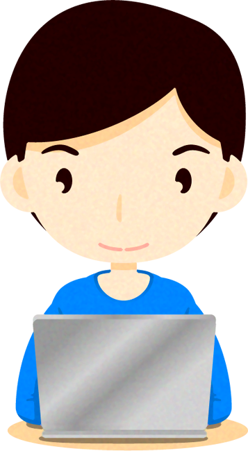 ノートパソコンをする人イラスト/男性3