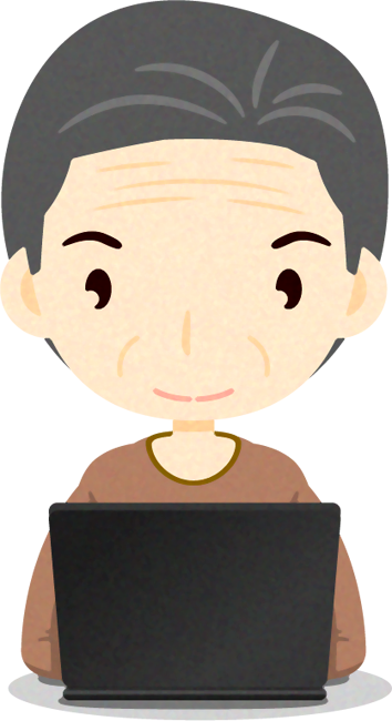 ノートパソコンをする人イラスト/男性4
