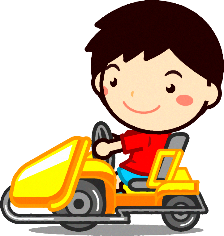 ゴーカートで遊ぶ子供のイラスト/男の子