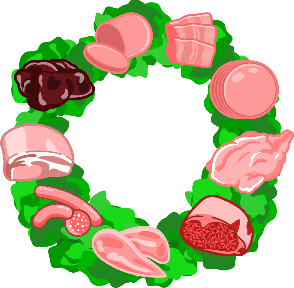 肉類飾り罫イラスト
