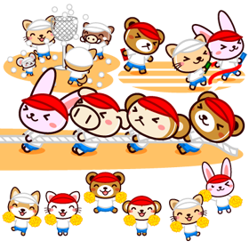 動物と運動会イラスト