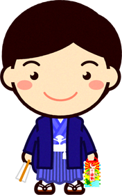 千歳飴を持った男の子イラスト