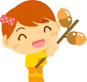 ドングリを持った女の子イラスト