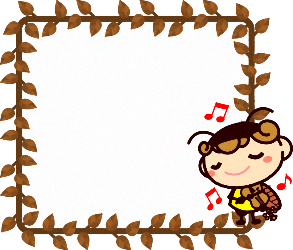 秋のフレームイラスト/かわいいコウロギ