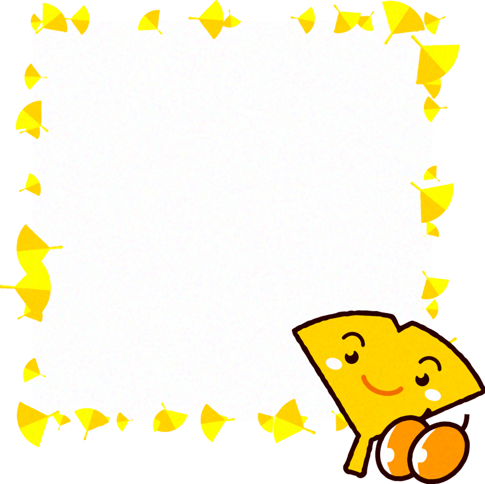 秋のフレームイラスト/かわいいイチョウの葉