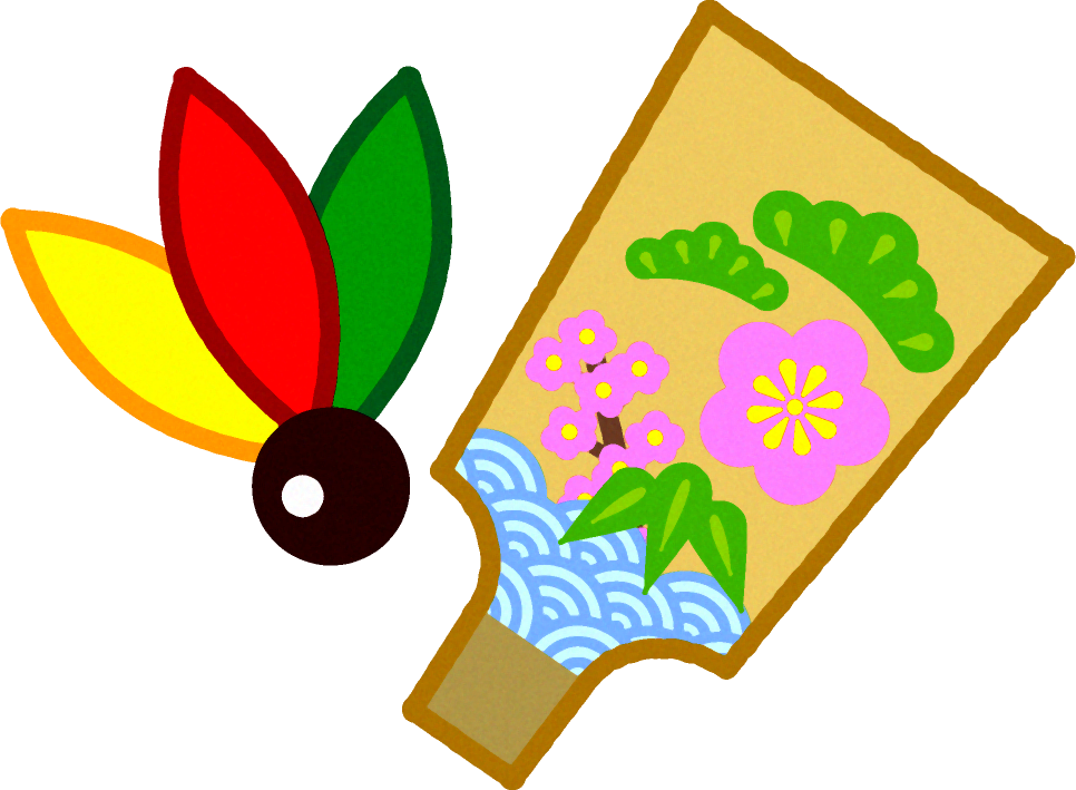 羽子板と羽のイラスト/松竹梅