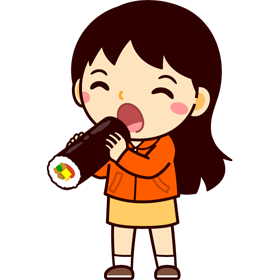 恵方巻を食べる女の子のイラスト