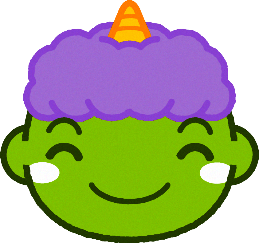 かわいい黄緑鬼の顔イラスト