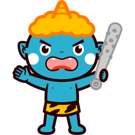 金棒を振り上げて威嚇する鬼2のイラスト