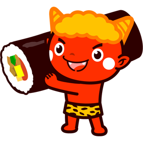 恵方巻を抱えた鬼のイラスト