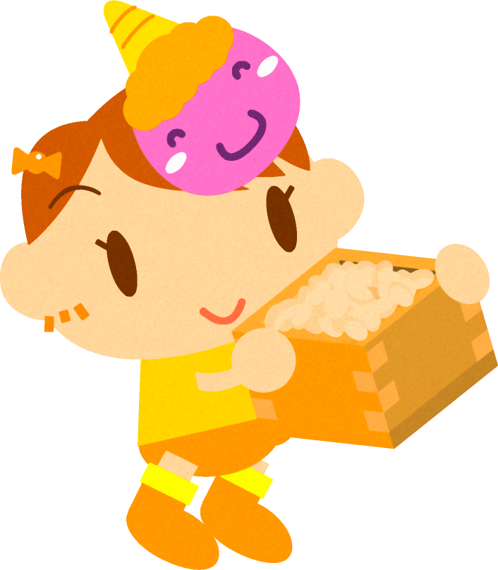 豆まきをしている女の子のイラスト