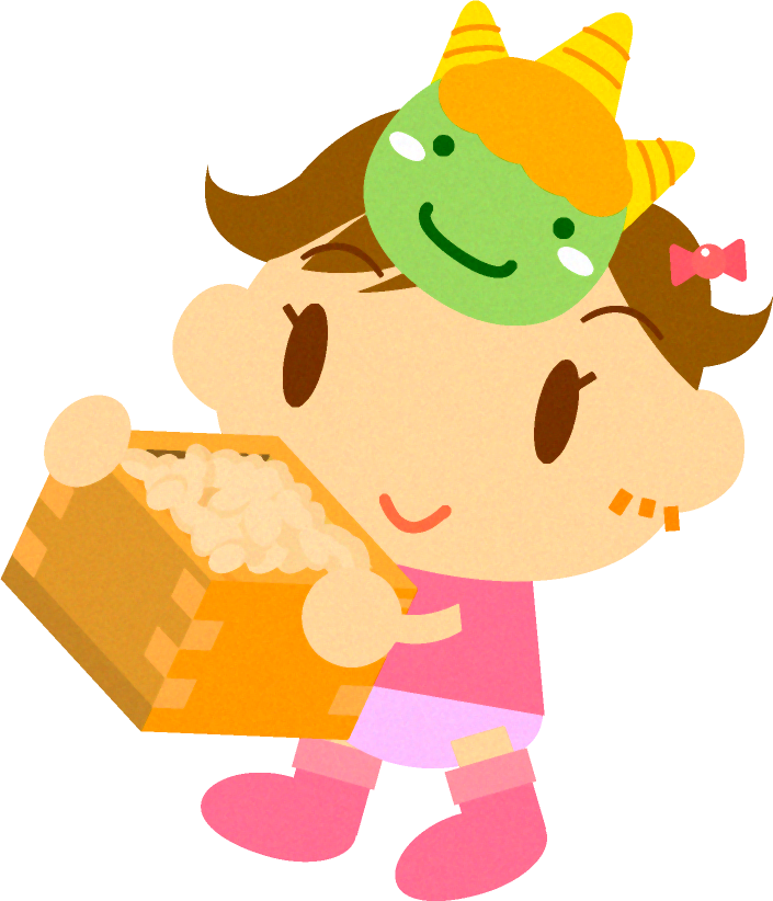 豆まきをしている女の子のイラスト2