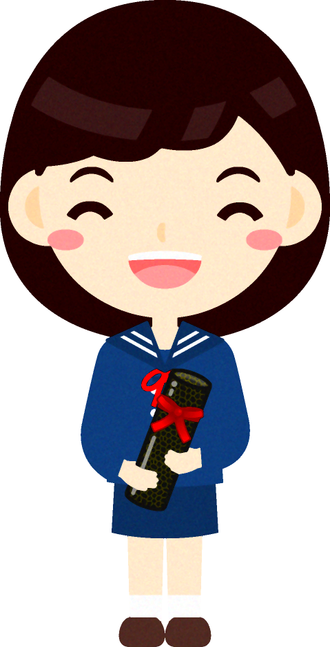卒業証書を持って笑う幼稚園児イラスト（女の子）