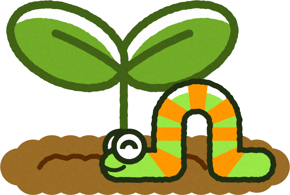 植物の芽と芋虫のイラスト