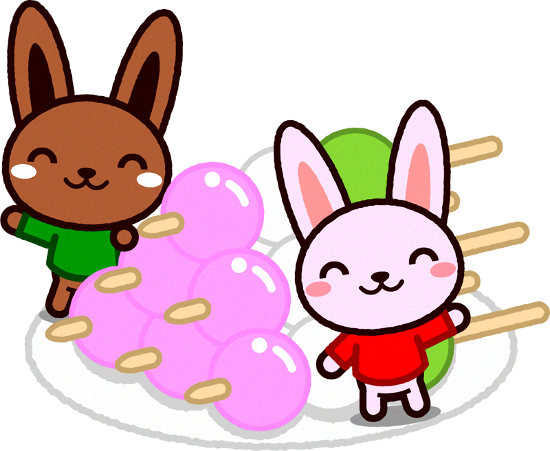 花見団子とウサギのイラスト