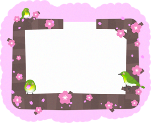 桜とメジロのフレームイラスト2
