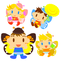 かわいい春と子供たちのイラスト
