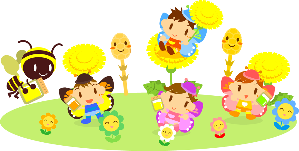 春とチョウチョ姿の子供たちイラスト