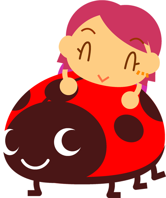 てんとう虫に乗る子供イラスト/女の子