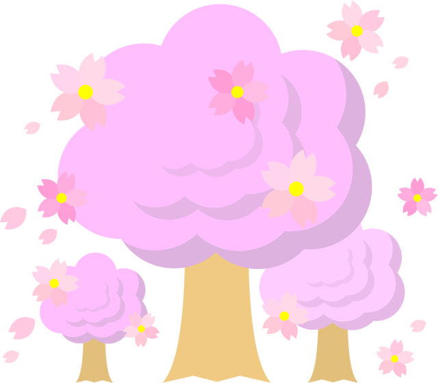 3本の桜の木イラスト