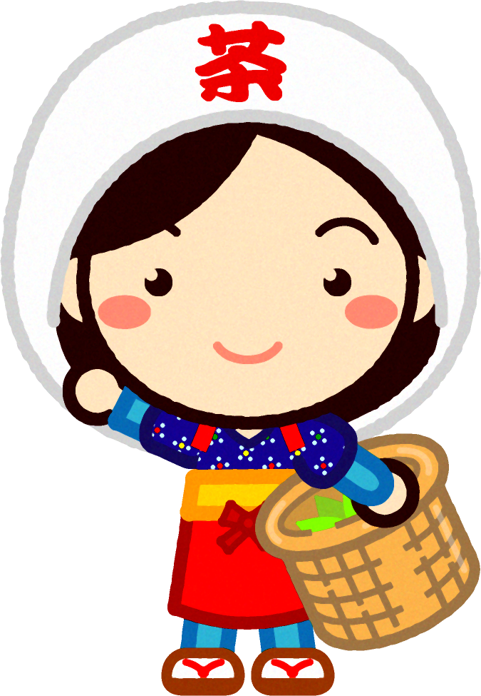 茶摘みの服装をした女の子イラスト