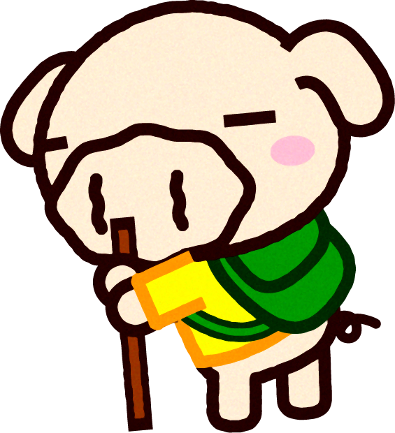歩きつかれたブタのイラスト