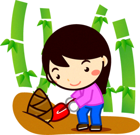 筍を掘る女の子イラスト