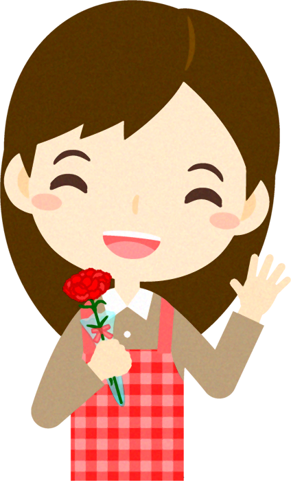 カーネーションを貰ったお母さんのイラスト1