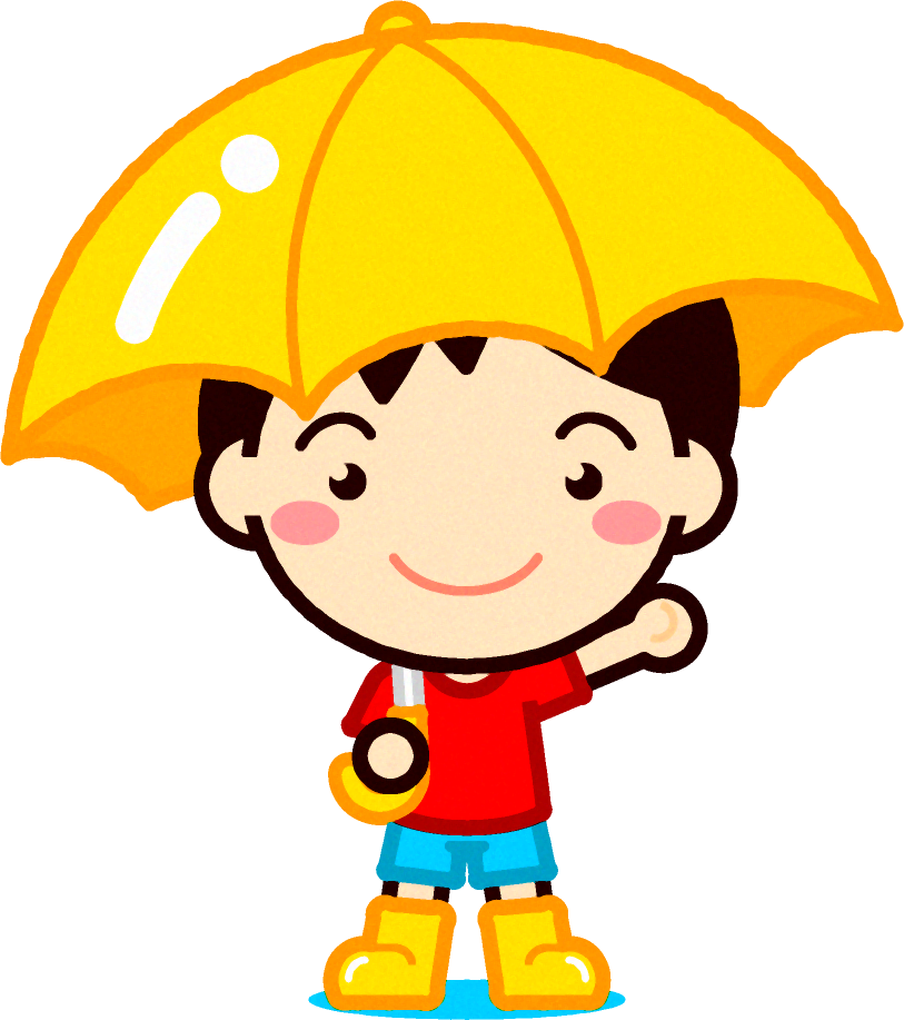 傘を差している男の子イラスト