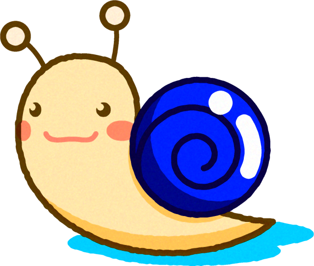 カタツムリのイラスト/青色