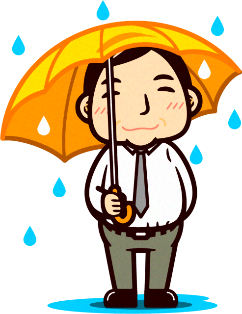 傘を差す人のイラスト/会社員・男性