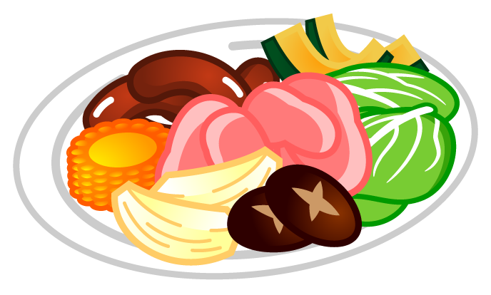 皿に盛ったバーベキュー食材イラスト