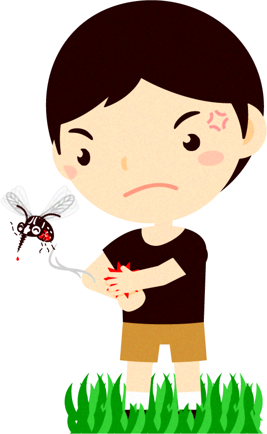 蚊叩こうとする男の子イラスト
