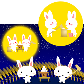 月見とうさぎのイラスト