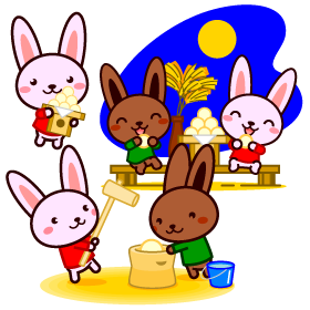 月見をする兎イラスト