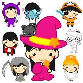 幼稚園とハロウィンのイラスト