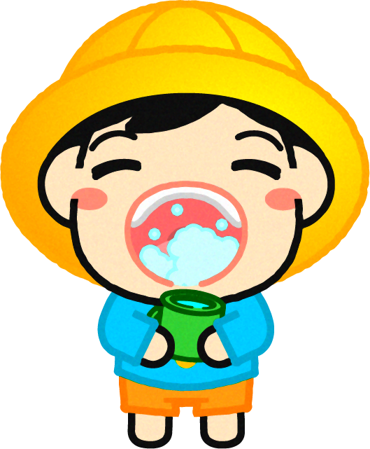 うがいをする幼稚園児イラスト/男の子