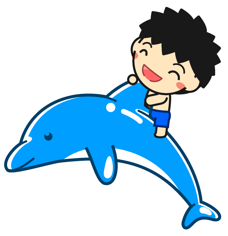 イルカに乗る男の子イラスト
